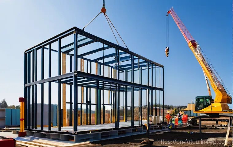 모듈러 주택의 장점과 미래 전망 - **Image Prompt 1: The Precision of Modular Home Construction**
    "A vibrant, dynamic image showcas...
