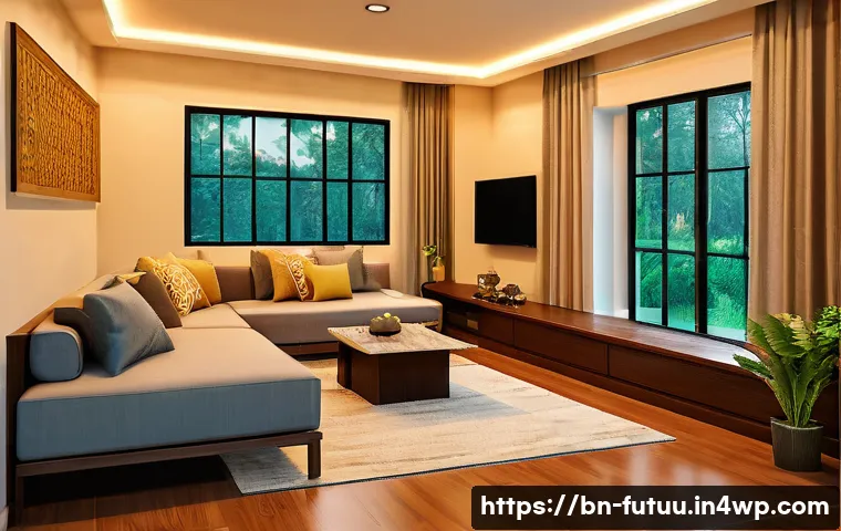 스마트 홈 기술의 발전 방향 - A modern Bengali household interior showcasing a fully integrated smart home