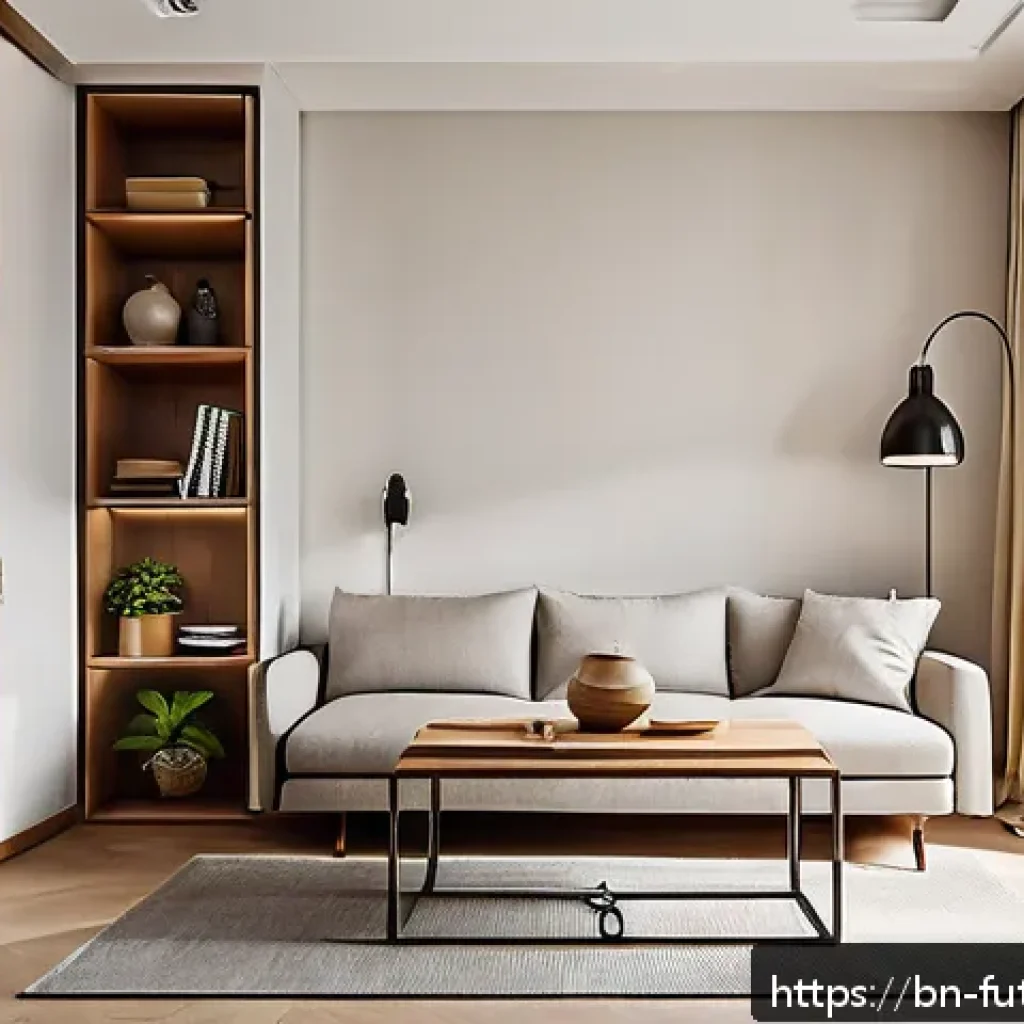 주거 공간에서의 공간 이용 최적화 - A modern small apartment interior showcasing multifunctional furniture designed for space-saving: a ...
