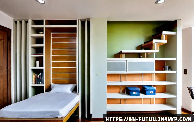 Home 17 공간 최적화를 위한 혁신적 주거 솔루션 - Photorealistic compact urban apartment in Dhaka, Bangladesh, transformed with a wall-mounted fold-do...